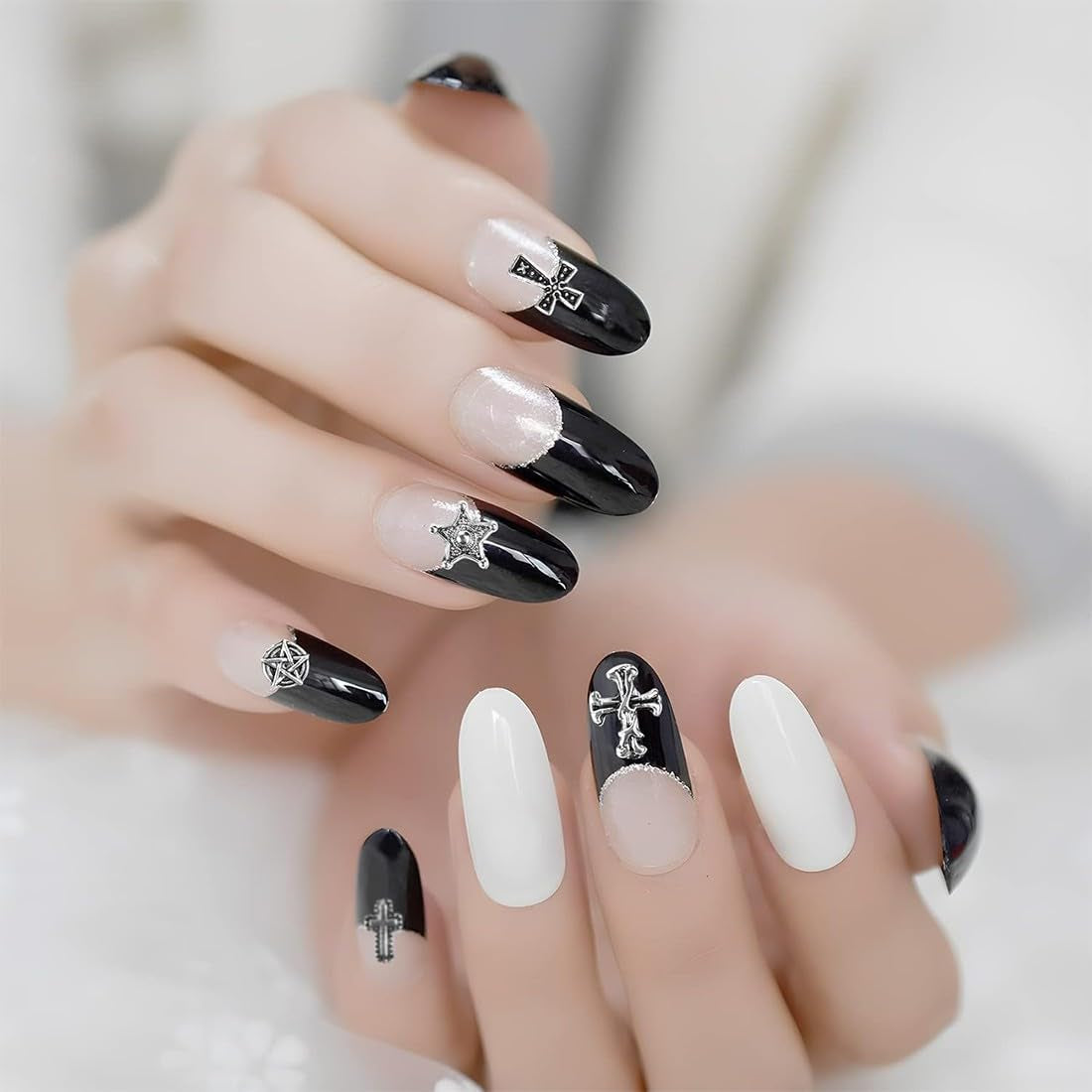 100 pezzi portachiavi per unghie a croce 3D, portachiavi per unghie a croce, portachiavi per unghie cromati, accessori per unghie vintage, decorazioni per unghie fai da te, per donne e ragazze, decorazioni per unghie fai da te