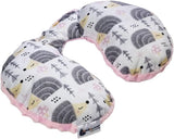 Medi Partners Cuscino per il collo del bambino Supporto per il collo 100% cotone / Minky Cuscino per il collo del bambino per auto Passeggino Viaggi Viaggio Sonno Cuscino per il collo Snooze Roll (REH con Minky grigio) Cuscini ortopedici cervicali Naty Shop Riccio grigio con Minky rosa chiaro