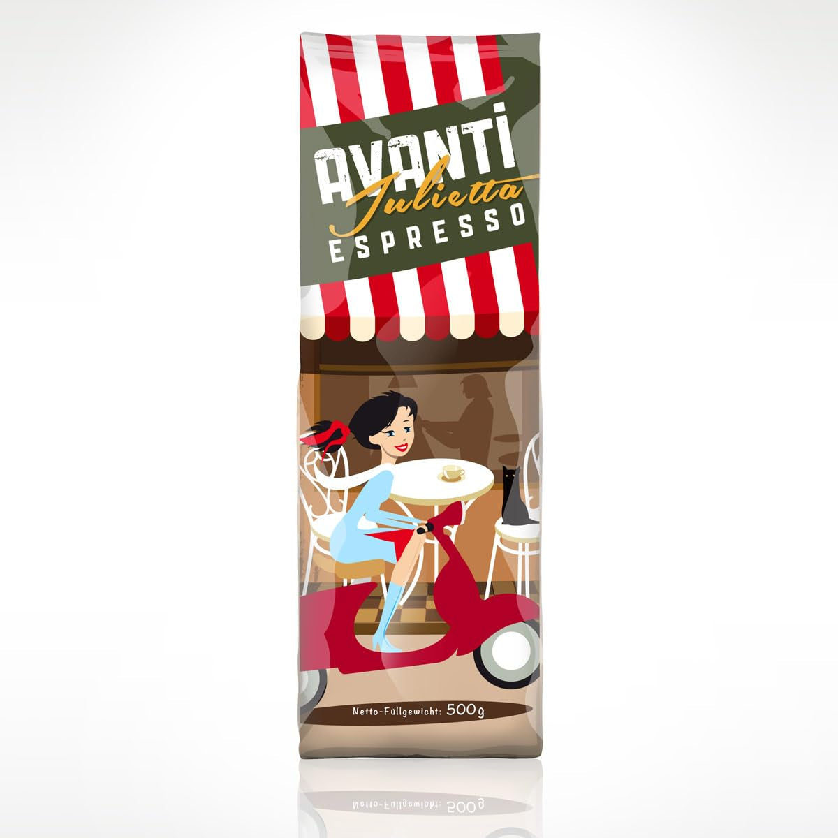 AVANTI Julietta Caffè espresso in grani, 500g, 70% Arabica 30% Robusta, tostatura tradizionale a tamburo