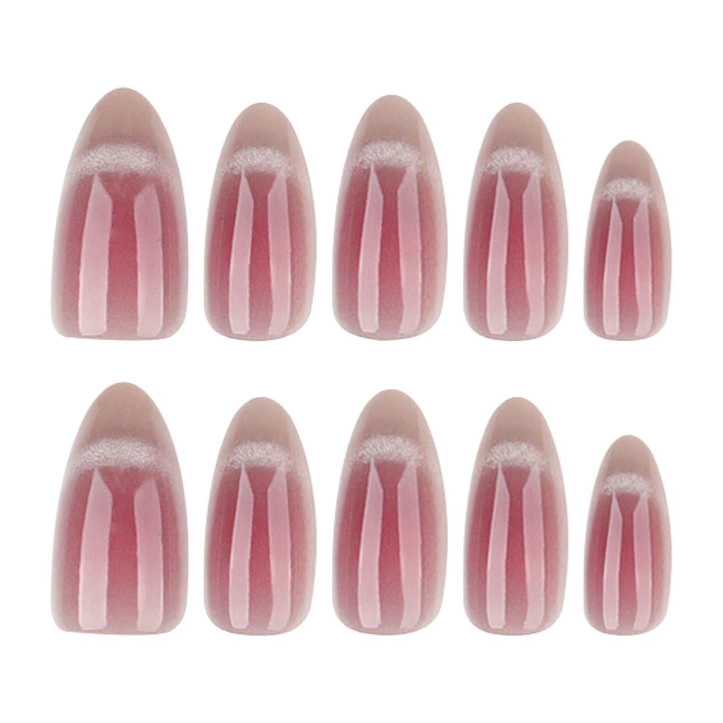 Moonglow Unghie Finte Magnetiche Corte, Occhi di Gatto Glitter Rosa Mandorla Sfumato Rosso con Colla, Unghie Artificiali Fototerapia Glitter Rosa Rosso Ombre per Donne e Ragazze