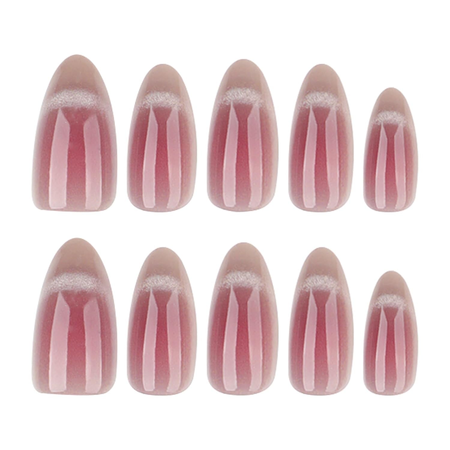 Moonglow Unghie Finte Magnetiche Corte, Occhi di Gatto Glitter Rosa Mandorla Sfumato Rosso con Colla, Unghie Artificiali Fototerapia Glitter Rosa Rosso Ombre per Donne e Ragazze