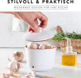 Römertopf Fresh Pot MINI 0,6 litri - Pentola per aglio in ceramica - L'argilla traspirante mantiene le verdure fresche più a lungo - Circolazione dell'aria ideale - Contenitori per alimenti bianchi Naty Shop