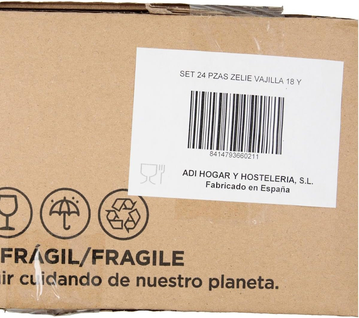 Servizio Piatti Bianco per 6, 24 Pezzi, 6 Piatti Piani, 6 Piatti Piani, 6 Piatti Dessert e 6 Tazze, Multicolore, 24 Pezzi