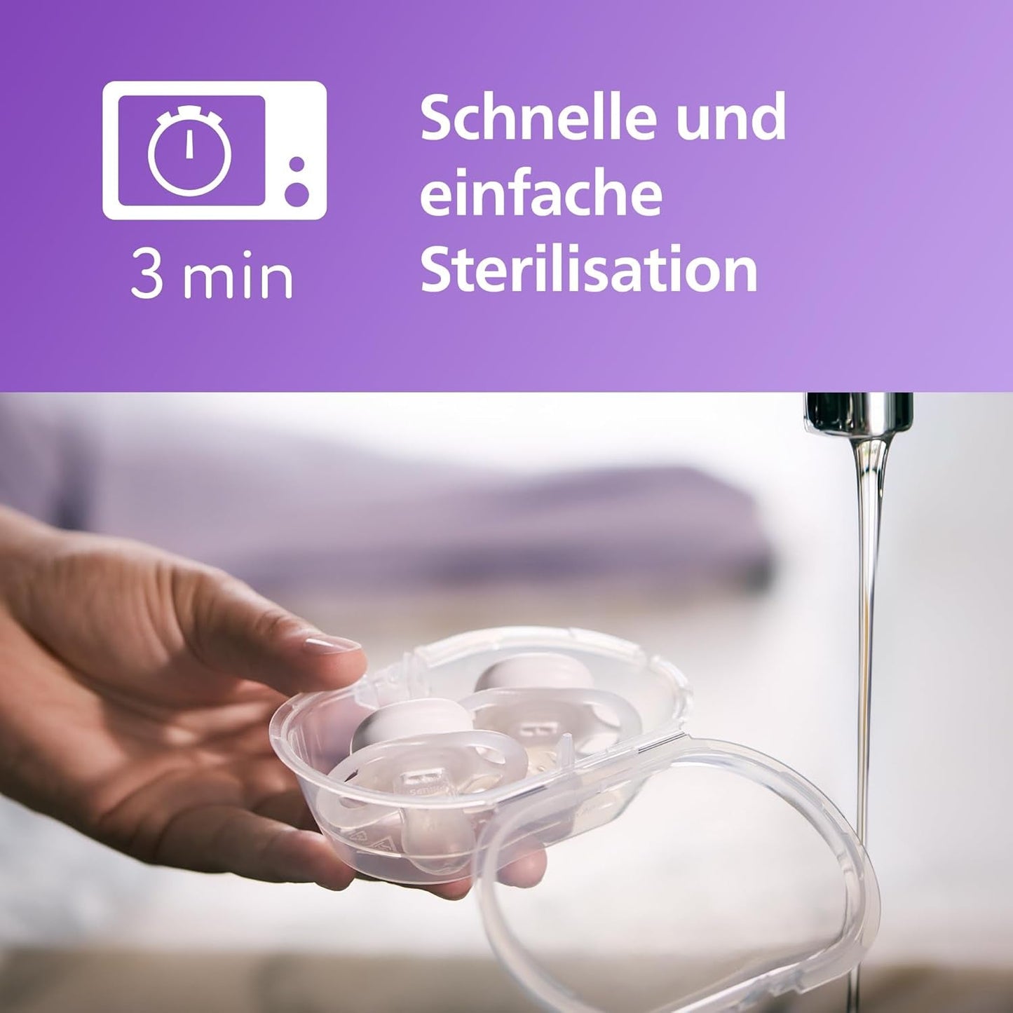 Philips AVENT Ciuccio Ultra Start Night, Ciuccio ortodontico per neonati, Si illumina al buio, Senza BPA, con contenitore per sterilizzazione, Confezione doppia, Luna, Stella, SCF075/07