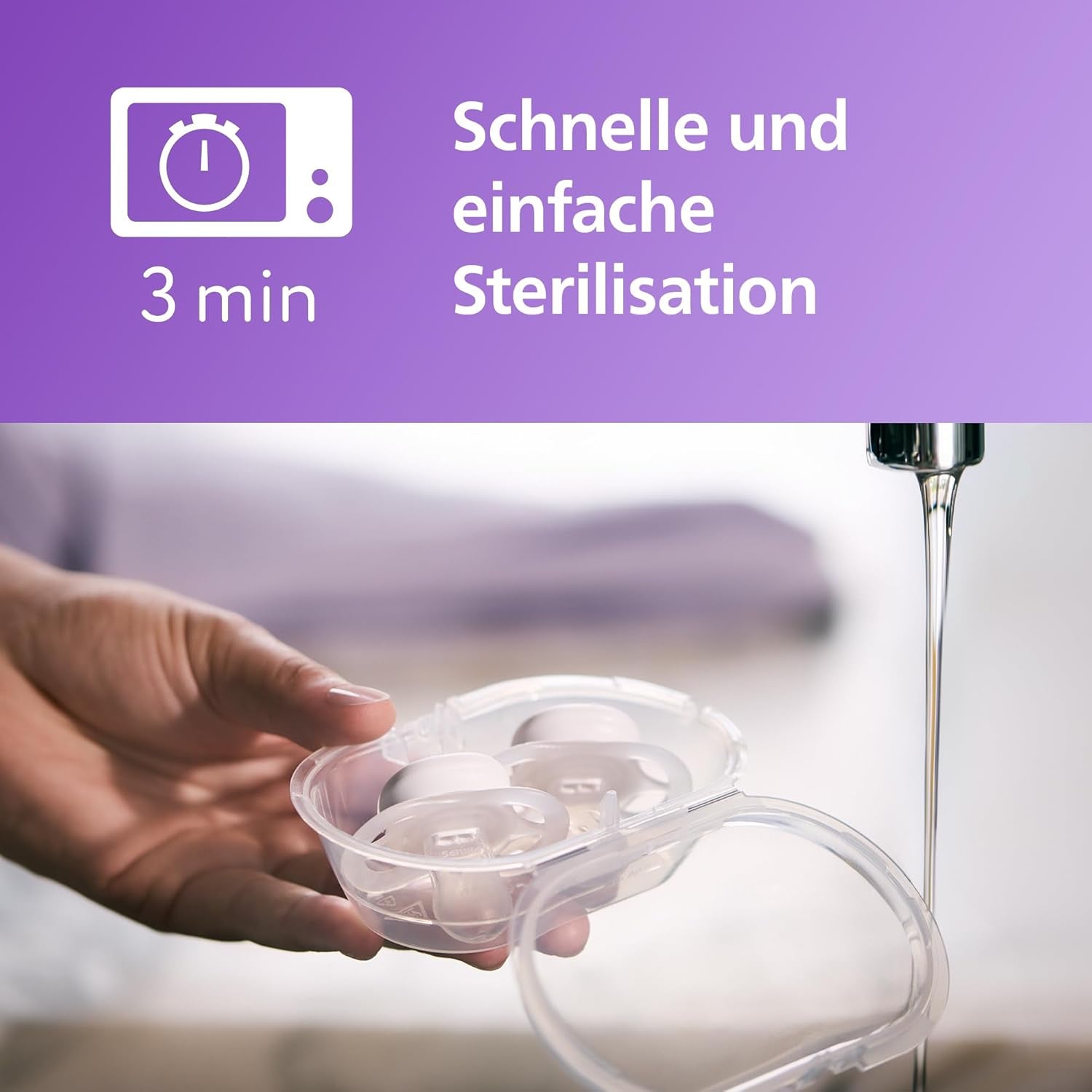 Philips AVENT Ciuccio Ultra Start Night, Ciuccio ortodontico per neonati, Si illumina al buio, Senza BPA, con contenitore per sterilizzazione, Confezione doppia, Luna, Stella, SCF075/07