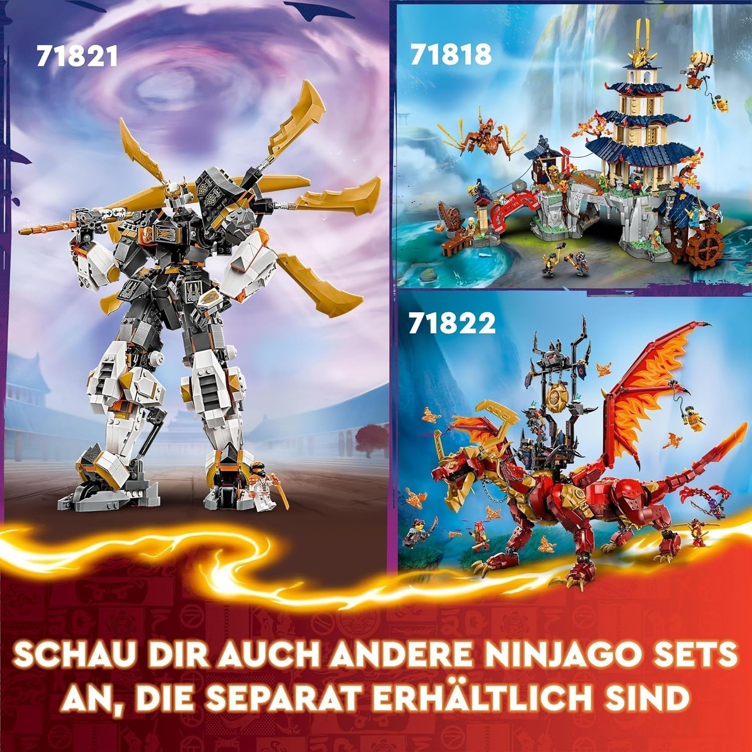 LEGO NINJAGO Arena del torneo Giocattolo avventuroso per bambini Ninja Playset con 6 minifigure Collezione Set da costruzione Regalo di compleanno per ragazzi e ragazze di 7 anni 71818 Set da costruzione Besuche den LEGO-Store