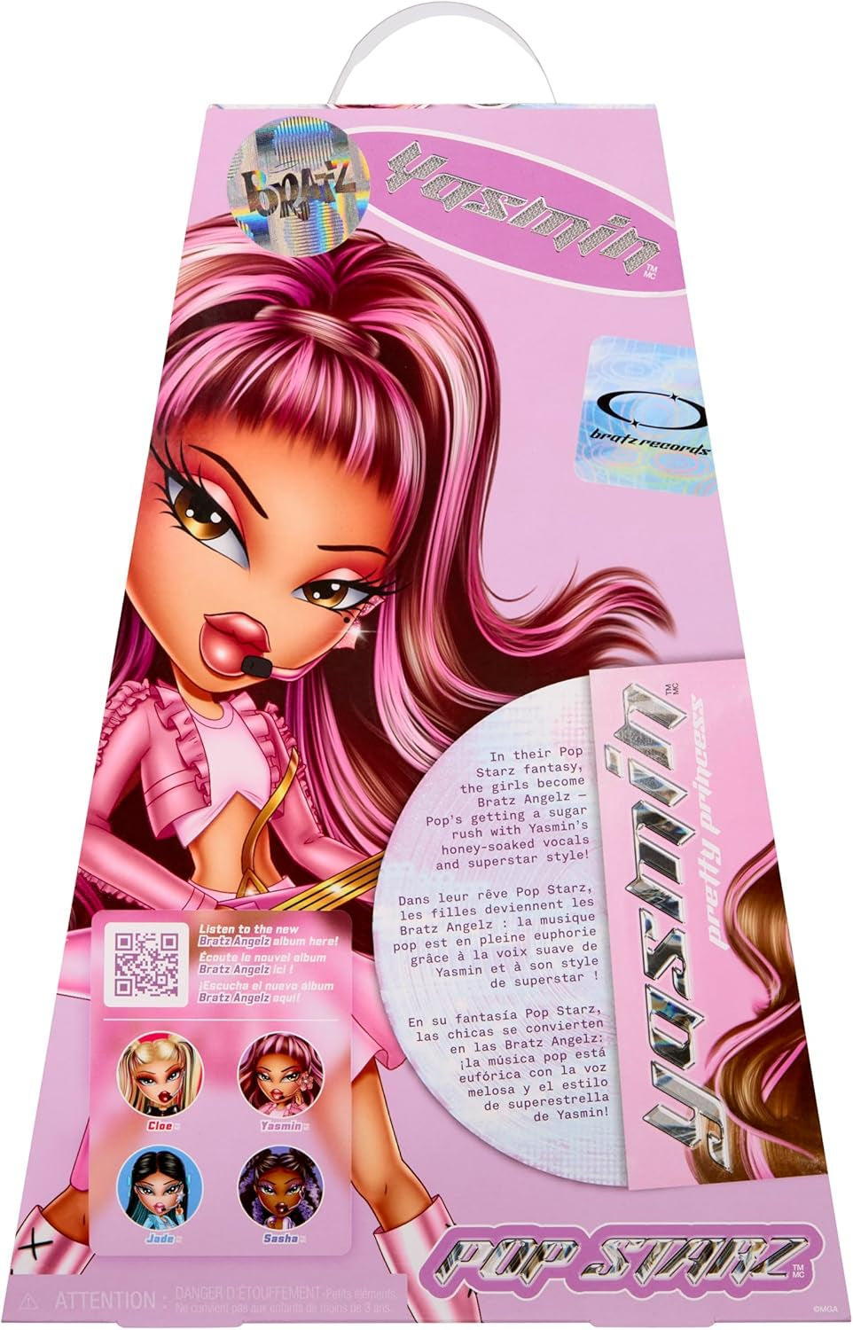 BRATZ Pop Starz Yasmin – Bambola alla moda con ciondolo da collezione, vestito e accessori musicali