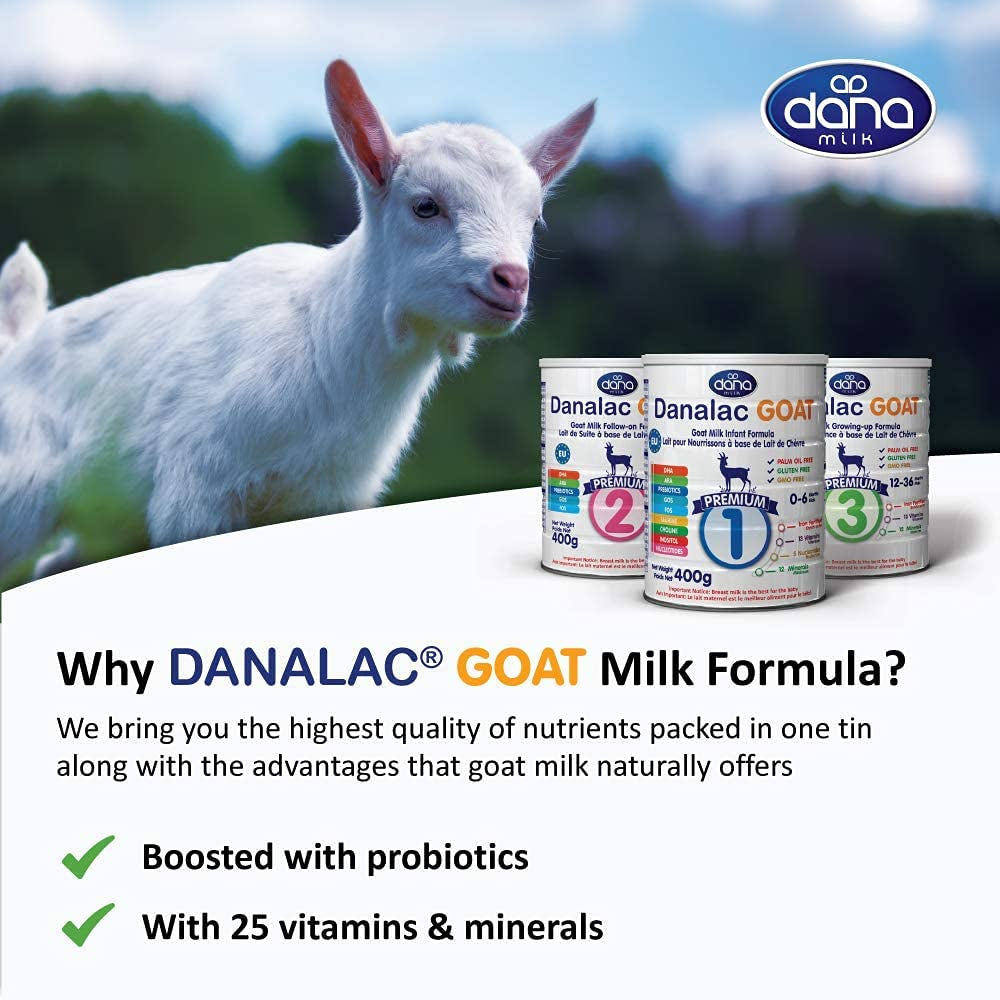 Danalac (confezione da 1) Formula avanzata di latte di capra per la crescita 800 g di latte in polvere per neonati Fase 3 per bambini piccoli e neonati da 1 a 3 anni