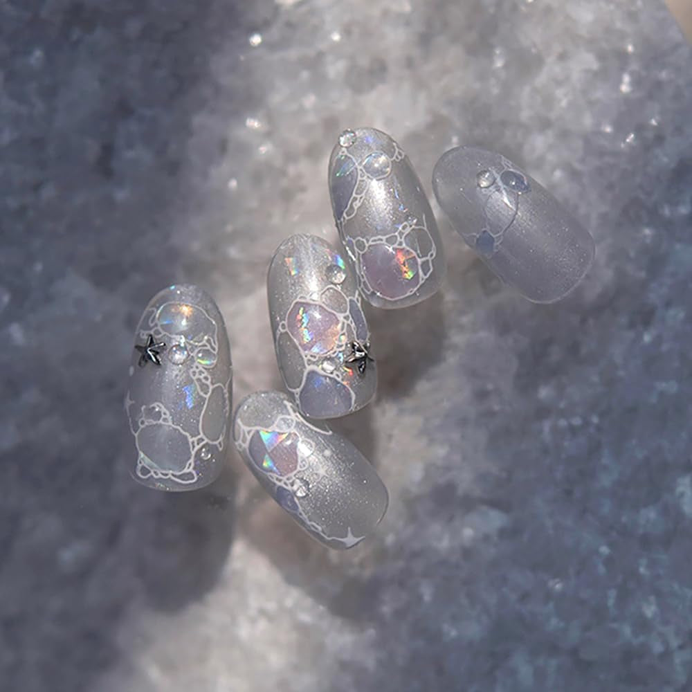 Adesivi per unghie glitter Onde d'acqua estive Nail art stellato Fantasia Onde di acqua di mare Disegni per unghie Adesivi per unghie Onde di acqua di mare Accessori per unghie Nail art