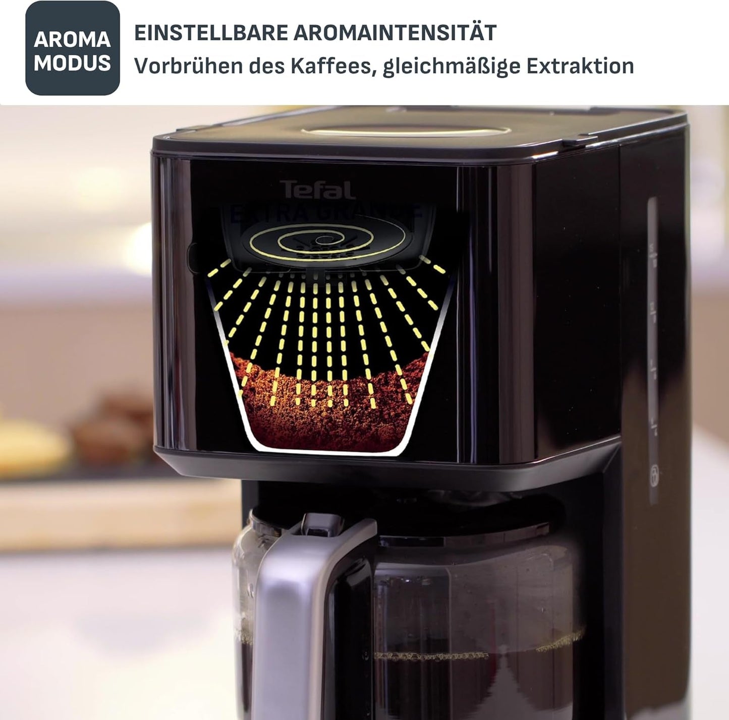 Macchina per caffè espresso Tefal Smart'n Light con timer, Macchina per caffè espresso con filtro programmabile 1,25 L, Funzione Aroma per un aroma intenso, Funzione Mantieni caldo, Antigoccia e Facile da pulire, Nero