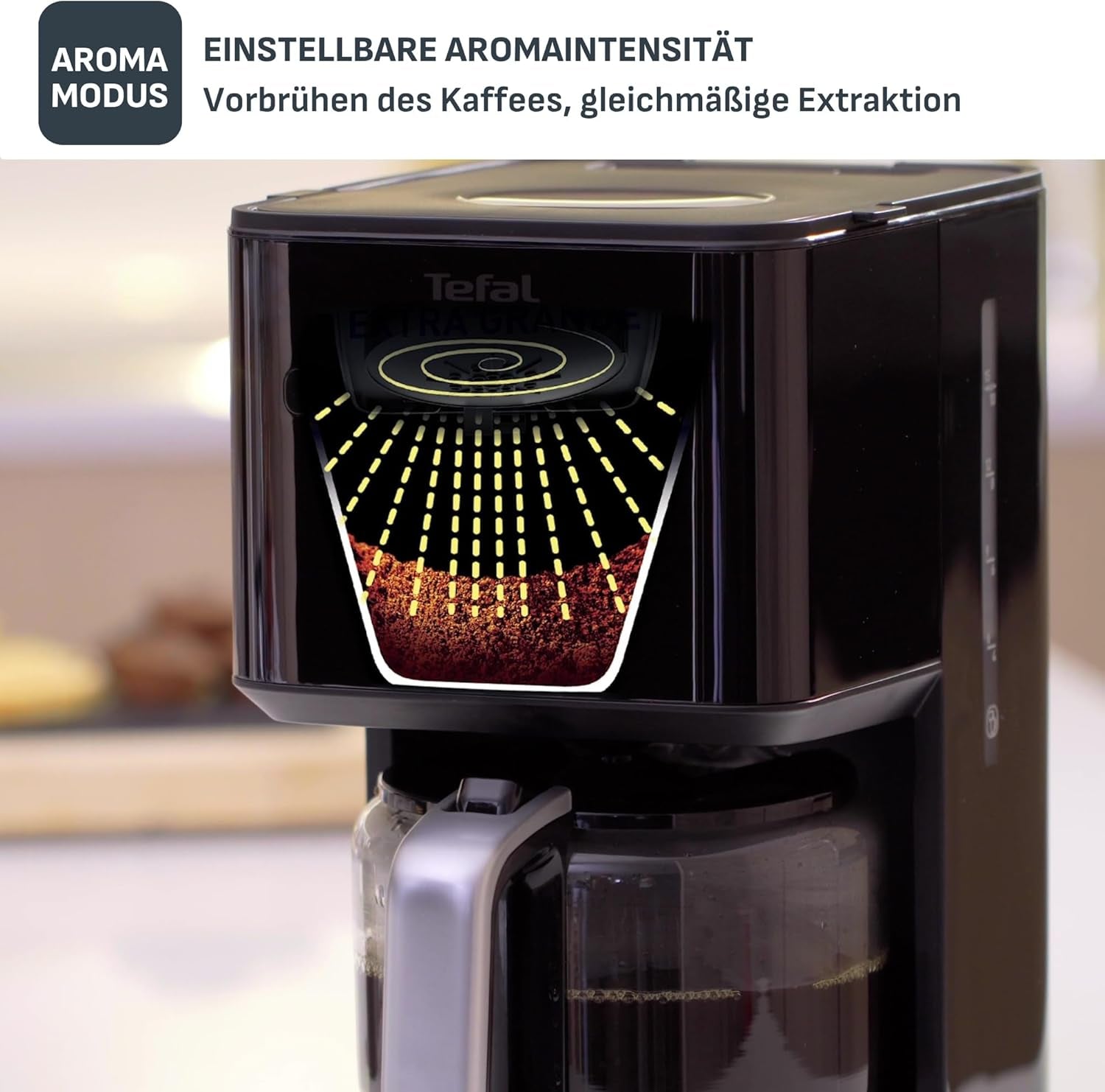 Macchina per caffè espresso Tefal Smart'n Light con timer, Macchina per caffè espresso con filtro programmabile 1,25 L, Funzione Aroma per un aroma intenso, Funzione Mantieni caldo, Antigoccia e Facile da pulire, Nero