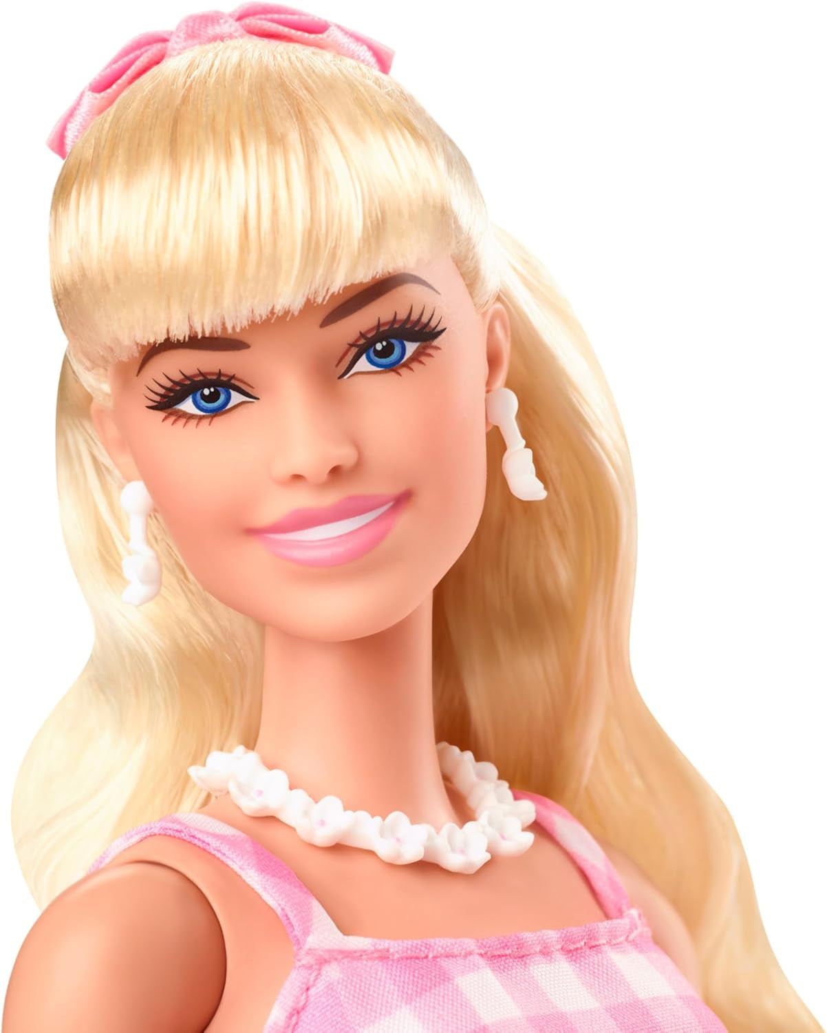 Barbie Doll The Movie Bambola con abito rosa e bianco e collana di margherite Margot Robbie Giocattolo da collezione per 3 anni HPJ96