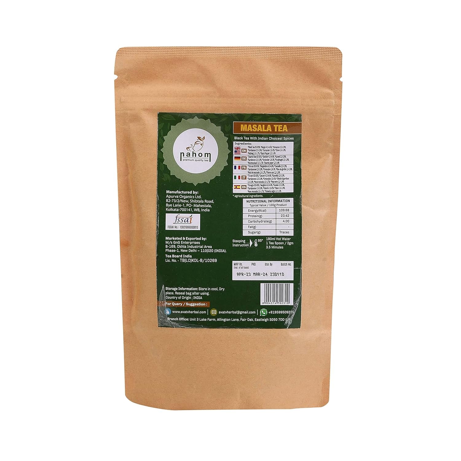 Tè sfuso Masala Chai indiano | 50 tazze, miscela di tè nero, cannella, cardamomo, pepe nero | Tè Masala speziato | Chai Latte adatto a busta da 3,53 once/100 g
