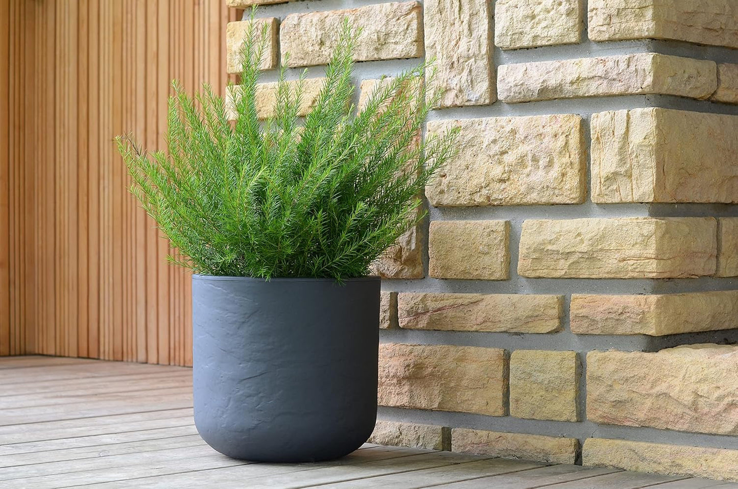 - Pentola rotonda, 40 cm, Volcania'Up 32,5 l, aspetto pietra, parete singola, zona serbatoio dell'acqua, Ø 38,5 x H. 36,8 cm, grigio antracite