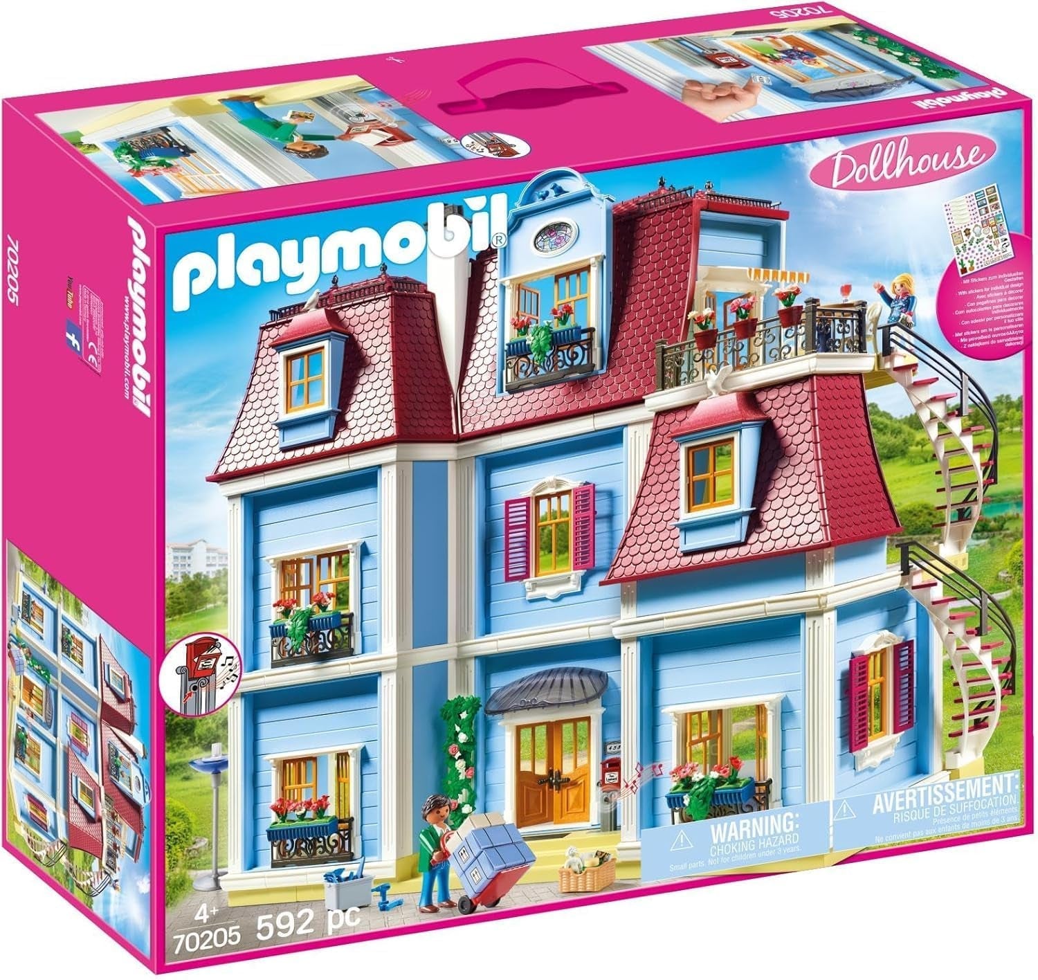 70205 La mia grande casa delle bambole con campanello funzionante, dai 4 anni in su e 70207 Soggiorno accogliente con casa delle bambole con effetti di luce, dai 4 anni in su