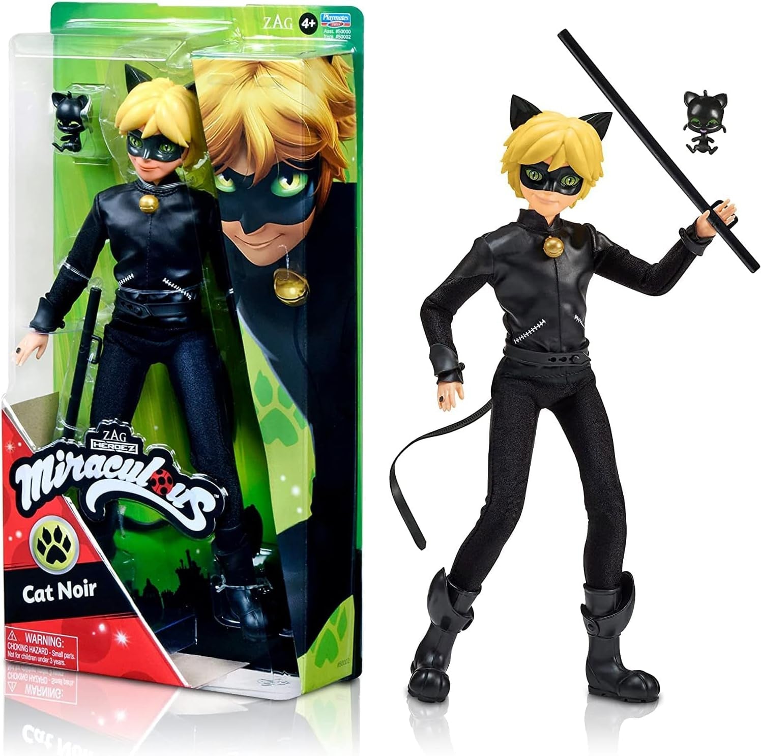 BANDAI - Miraculous Ladybug - Bambola manichino da 26 cm - Motan Noir - Miraculous con licenza ufficiale - Bambola articolata Motan Noir - Giocattolo dai 4 anni in su - P50002