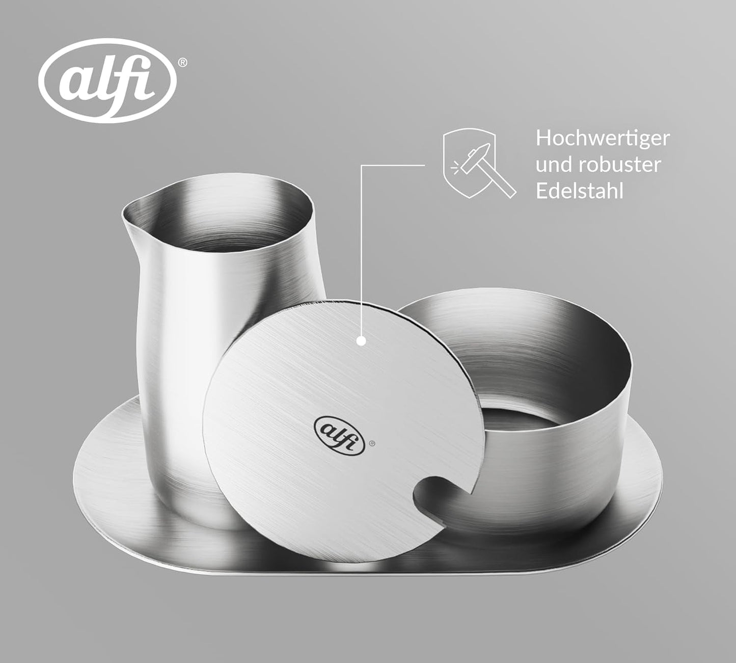 alfi SET LATTE E ZUCCHERO, finitura opaca, set latte e zucchero in acciaio inossidabile di alta qualità, design elegante, lavabile in lavastoviglie, durevole