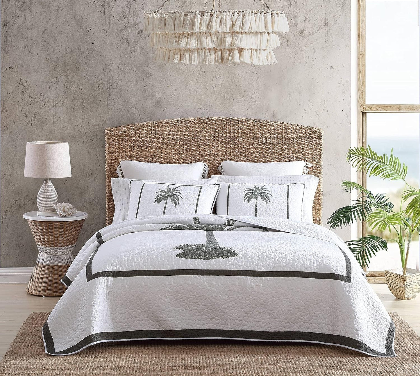 Collezione Tommy Bahama Palm Island | Piumino - 100% cotone, reversibile, morbido e traspirante, prelavato per una morbidezza extra, letto king size, grigio Naty Shop Trapunte e piumini Grey King