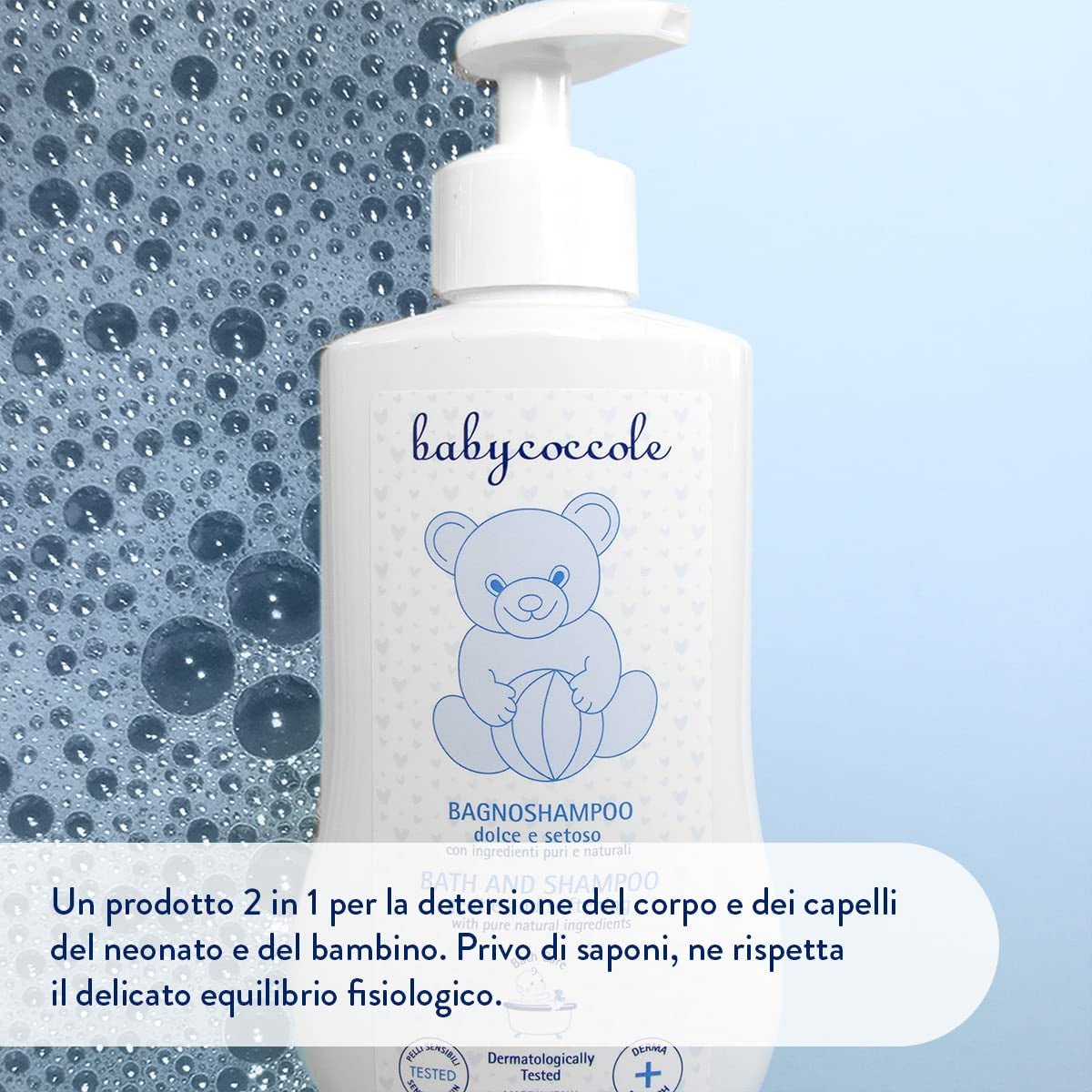 Babycoccole bagno shampoo per neonati e bambini, con estratti di fiori di loto e ingredienti naturali, per pelli sensibili, 250 ml Bambini - Bagno e Cura della Pelle Naty Shop