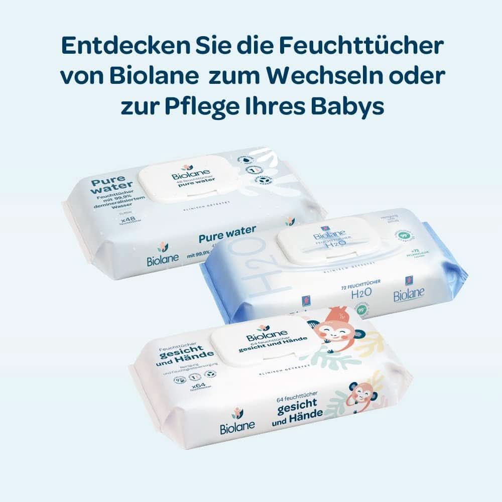 BIOLANE - Baby-Feuchttücher Mit 99.9% Wasser - Pure Water - Packung Mit 12 X 48 (576 Feuchttücher) - Für Empfindliche Haut - Ab Der Geburt - Duftfrei - Wechseln Und Reinigungspflege Naty Shop