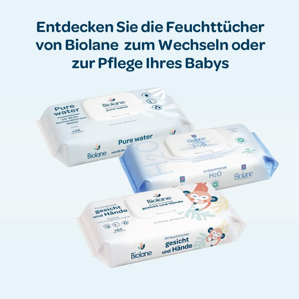 BIOLANE - Salviette umidificate per neonati con il 99,9% di acqua - Acqua pura - Confezione da 12 x 48 (576 salviette) - Per pelli sensibili - Dalla nascita - Senza profumo - Cura per il cambio e la pulizia dei neonati