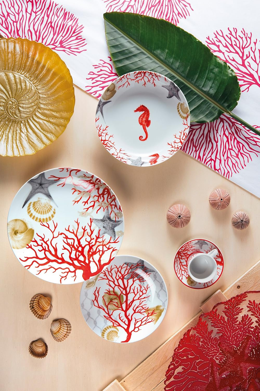 Servizio tavola Excelsa Coral, 18 pezzi, porcellana, rosso