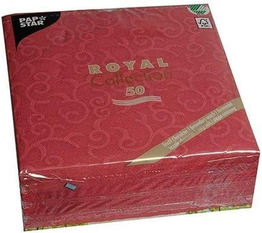 Papstar, 50 tovaglioli "ROYAL Collection" piega 1/4 40 Cm X 40 Cm Bordeaux "Casali", #84880