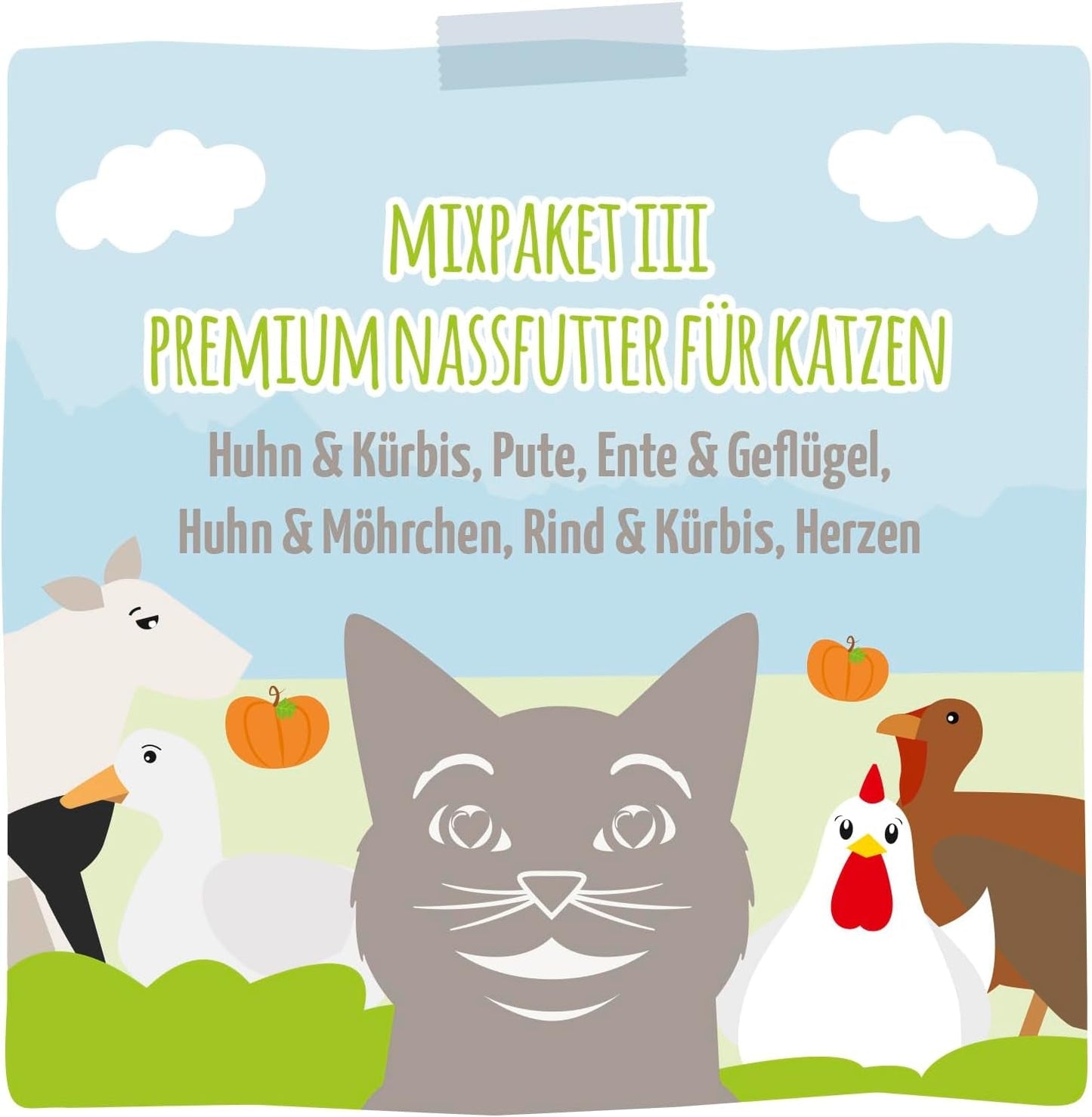 MjAMjAM - Cibo umido premium per gatti - Confezione di deliziosi pasti mix III per il tuo gatto Confezione da 6 (6 x 200 g) senza cereali con carne extra
