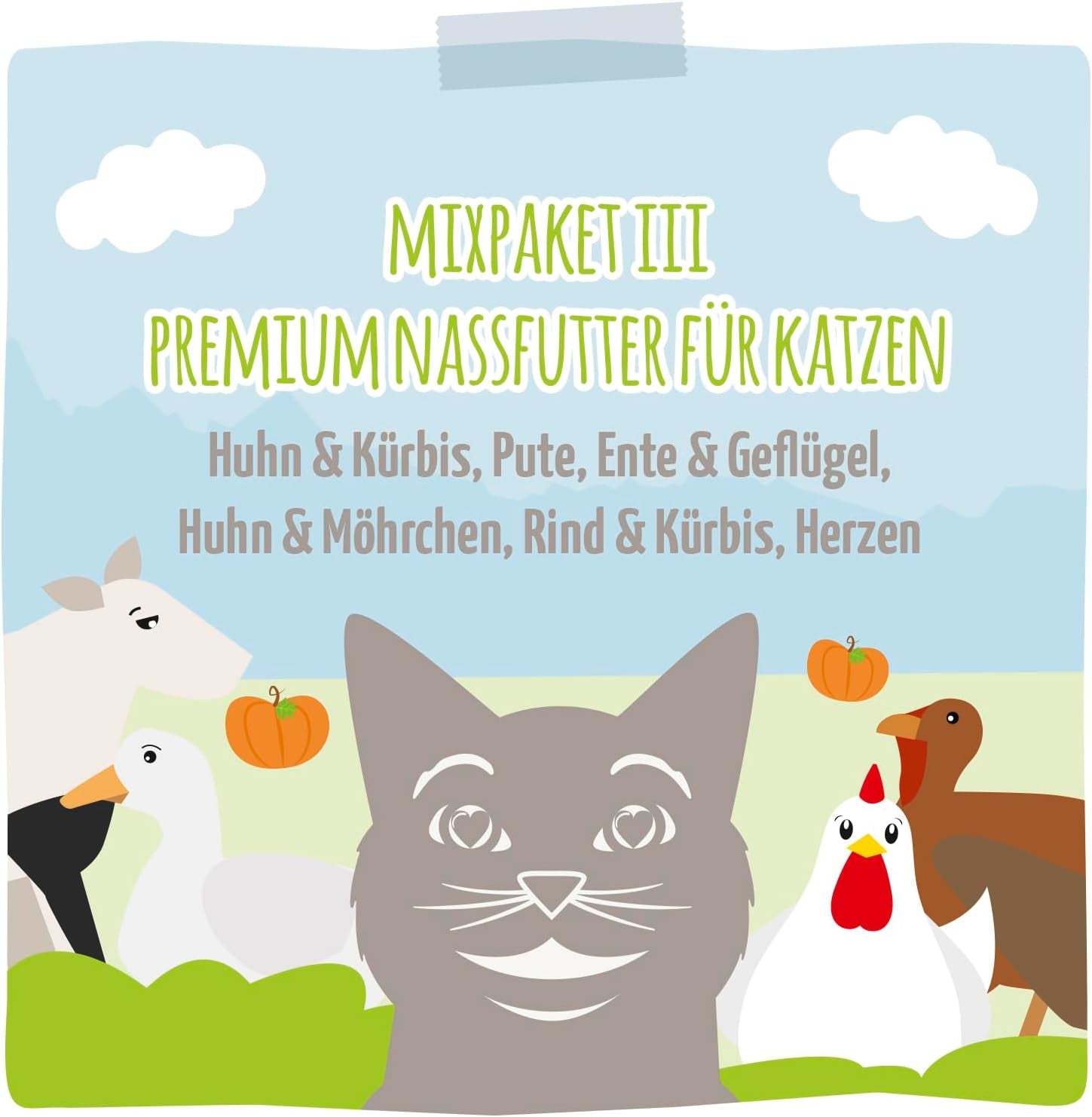MjAMjAM - Cibo umido premium per gatti - Confezione di deliziosi pasti mix III per il tuo gatto Confezione da 6 (6 x 200 g) senza cereali con carne extra