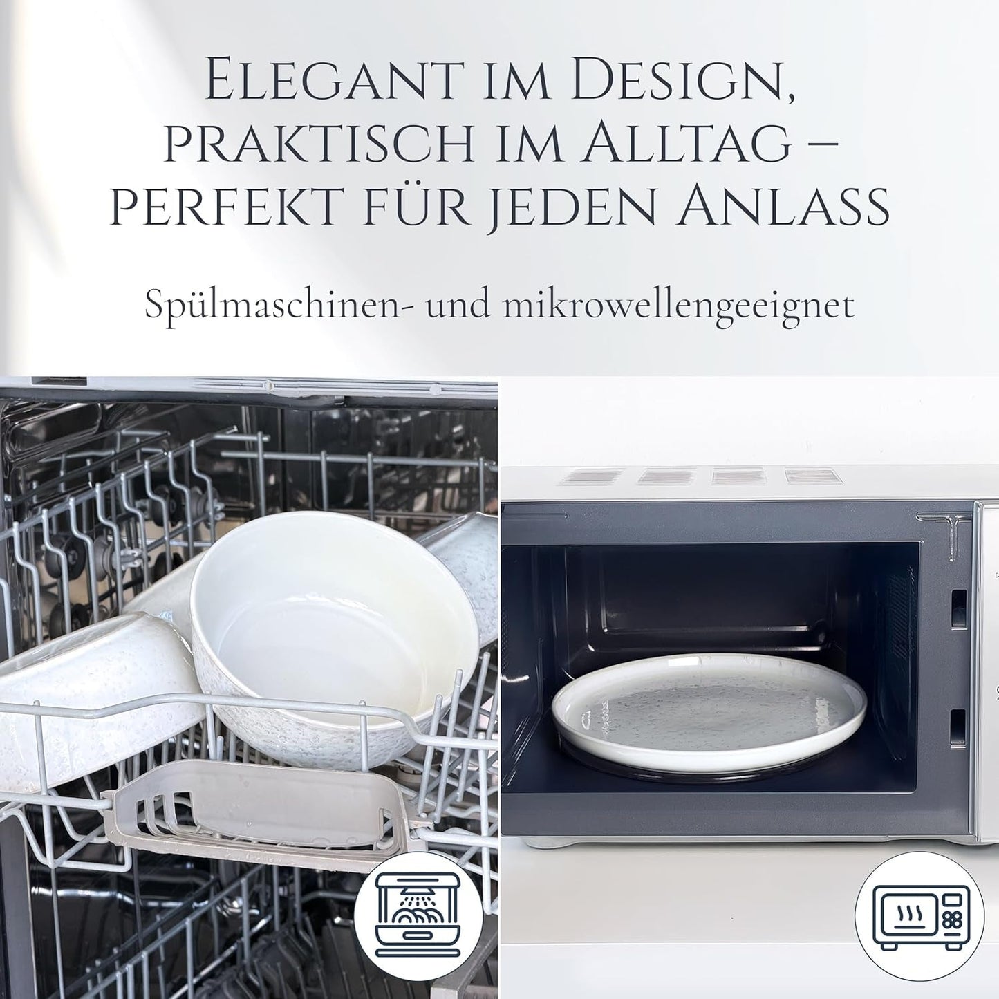 Servizio stoviglie 48 pezzi in gres ceramica per 12 persone, design Ibiza, VINCITORE DEL TEST. Uno splendido set di stoviglie mediterranee in gres ceramico comprensivo di ciotole e piatti. Servizio da tavola Pure Living, beige.