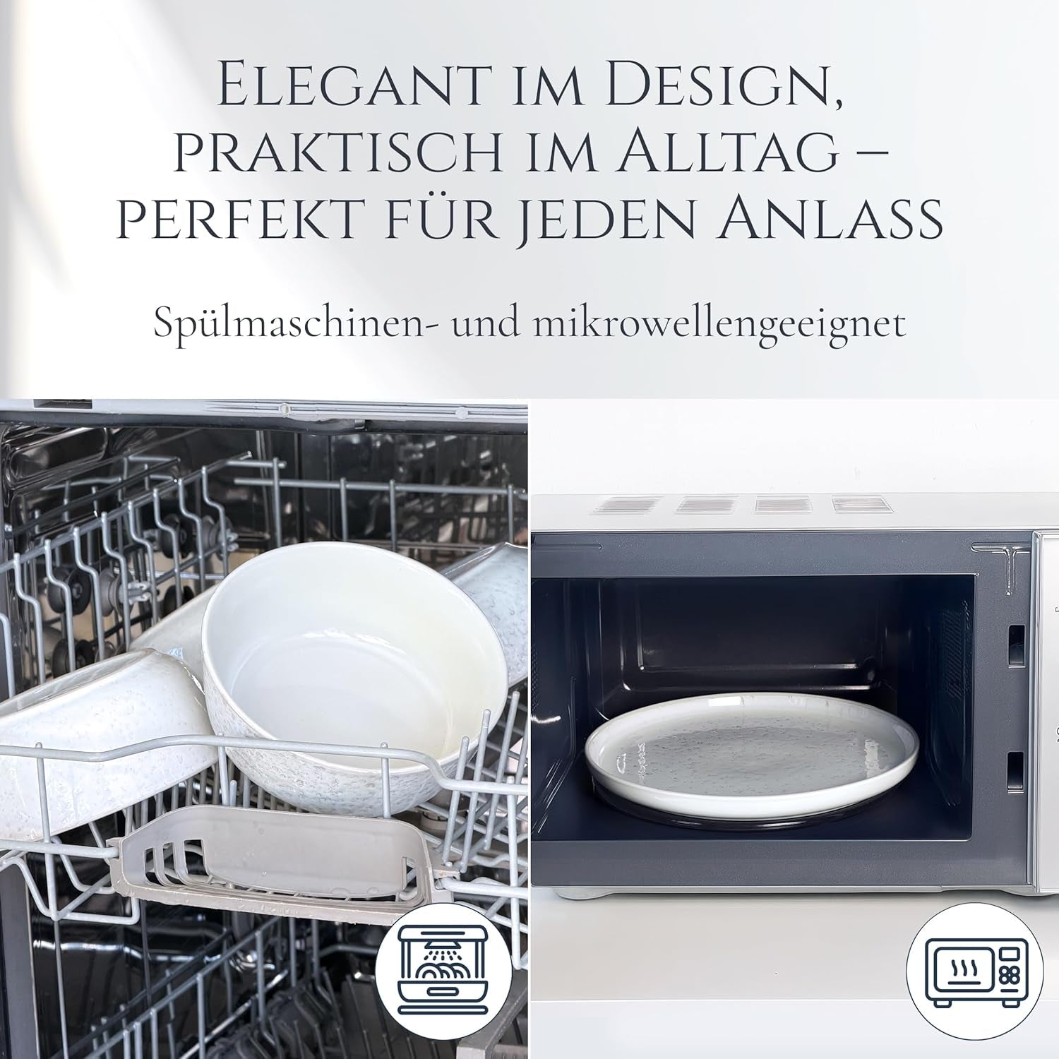 Servizio stoviglie 48 pezzi in gres ceramica per 12 persone, design Ibiza, VINCITORE DEL TEST. Uno splendido set di stoviglie mediterranee in gres ceramico comprensivo di ciotole e piatti. Servizio da tavola Pure Living, beige.