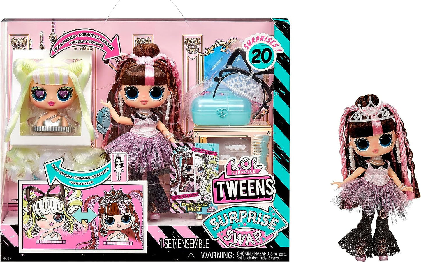 LOL. Surprise Tweens Surprise Swap Series - Bronze-2-Blonde Billie - Modepuppe mit mehr als 20 Überraschungen incluso Styling-Kopf und toller Mode und Accessoires - ideal für Kinder ab 4 Jahren