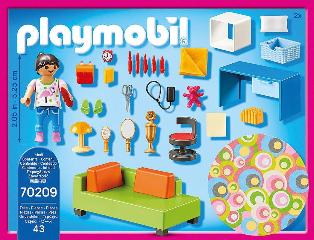 Casa delle bambole 70985 Casa delle bambole pieghevole con maniglia, giocattolo per bambini dai 4 anni in su e casa delle bambole 70209 Camera per adolescenti con figura della ragazza e accessori, 4+