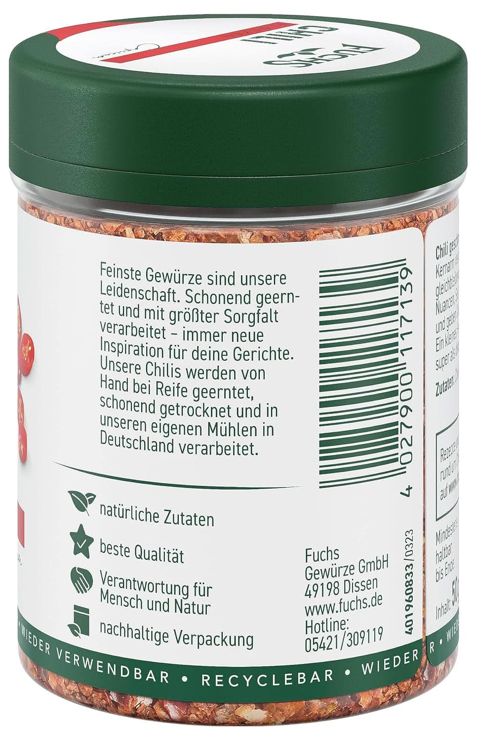 Fuchs Peperoncino in scaglie, 50 grammi Condimenti Naty Shop