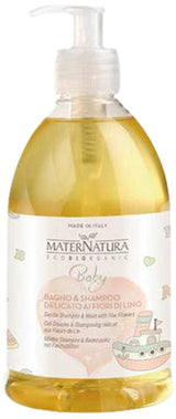 Bagno e shampoo delicato per bambini ai fiori di lino, bagnoschiuma e shampoo per bambini e neonati, Made in Italy - 500 ml Bambini - Bagno e Cura della Pelle Naty Shop Default title