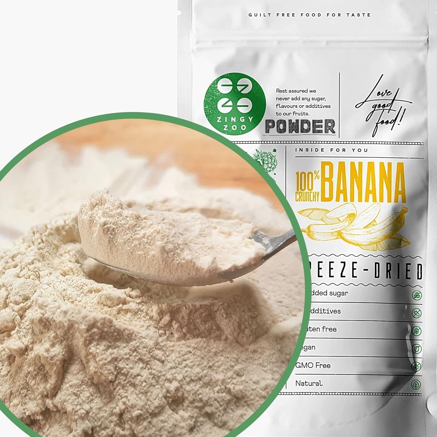 Banane liofilizzate in polvere | XL 300g Polvere di frutta Banana in polvere liofilizzata | Per frullati, dolci, torte | Banana liofilizzata | Frutta liofilizzata | ZingyZoo Banana in polvere Prodotti disidratati Naty Shop 300G