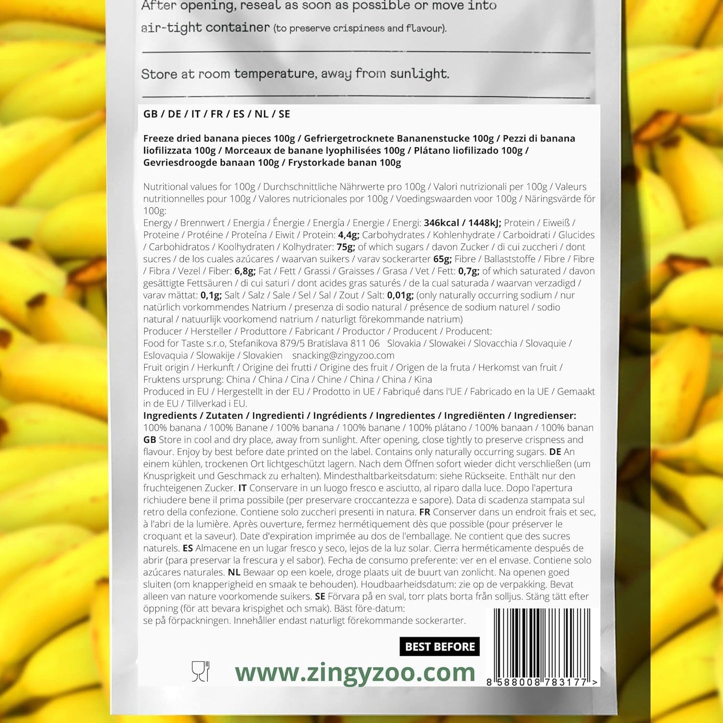 Banane liofilizzate | Confezione 120g Banane secche senza zucchero | Banana liofilizzata | Banane con frutta secca | Banane fresche liofilizzate | Fette di banana liofilizzata Naty Shop prodotti disidratati