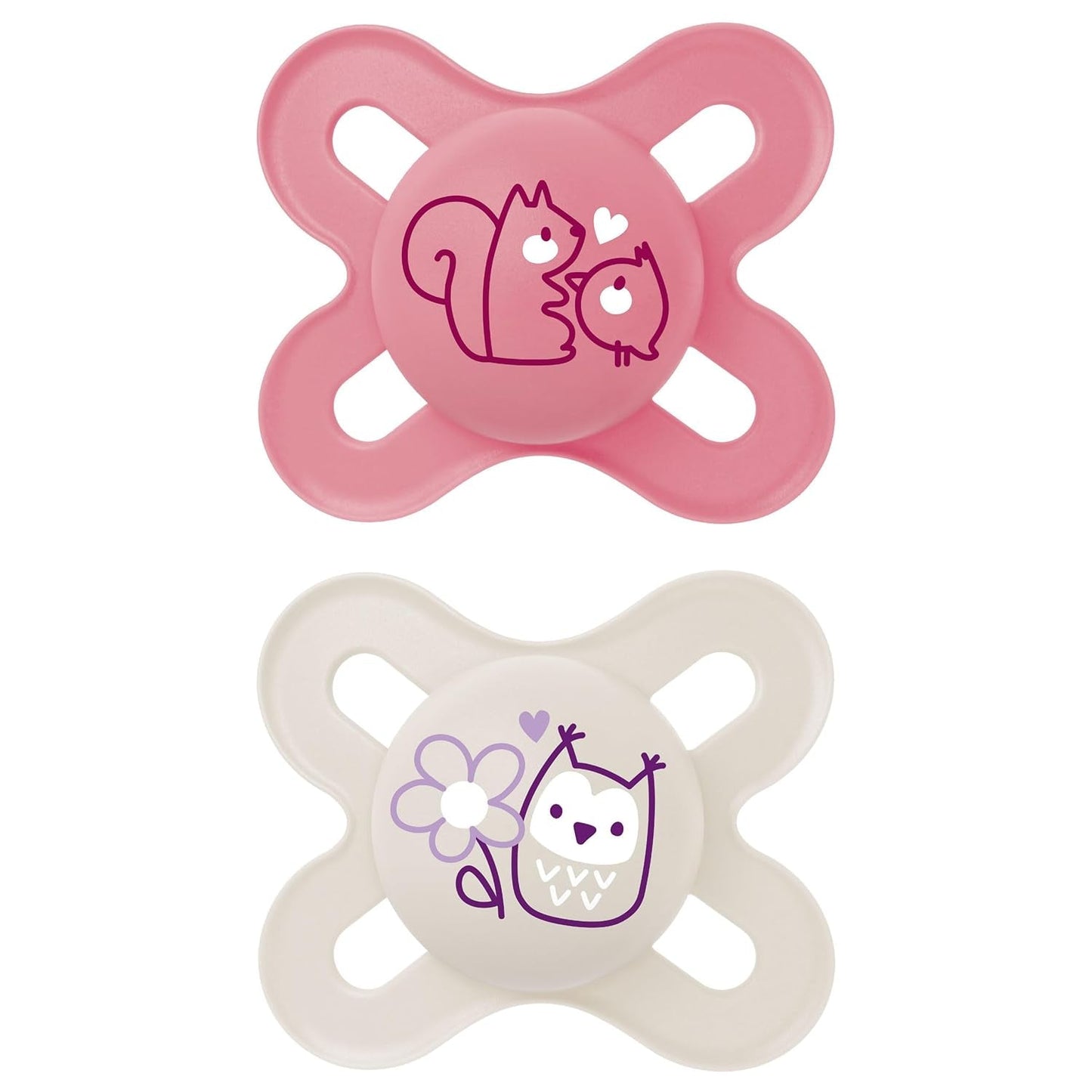 MAM Ciuccio per Bambini 0-2 Mesi Capezzolo Piatto Flessibile Simmetrico Morbido Silicone Facile da Usare con Scatola Autosterilizzante Neutro Opaco Originale 2 Pezzi