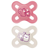 MAM Ciuccio per Bambini 0-2 Mesi Capezzolo Piatto Flessibile Simmetrico Morbido Silicone Facile da Usare con Scatola Autosterilizzante Neutro Opaco Originale 2 Pezzi