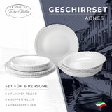 Servizio Piatti per 6 - 18 Pezzi - Servizio Piatti in Vetro Opale - Servizio Piatti Bianco - Set Ciotole e Piatti - Servizio Piatti Moderni - Piatti - Servizio da Tavola - Servizio Piatti per 6