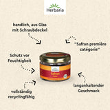 Herbaria Safran-Fäden bio 0,5g in vetro – SafranFäden bio aus dem bereicht Safran-Ort Taliouine in Marokko – Safranfäden in Premium Bio-Qualität – Saffron Premium - Safran première catégorie