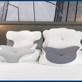 Cuscino per il collo Cuscino ortopedico per la testa Cuscino in memory foam Cuscino per impatti laterali - Design ergonomico Forma cava Per impatti laterali, posteriori e addominali Cuscini ortopedici cervicali grigio chiaro Naty Shop