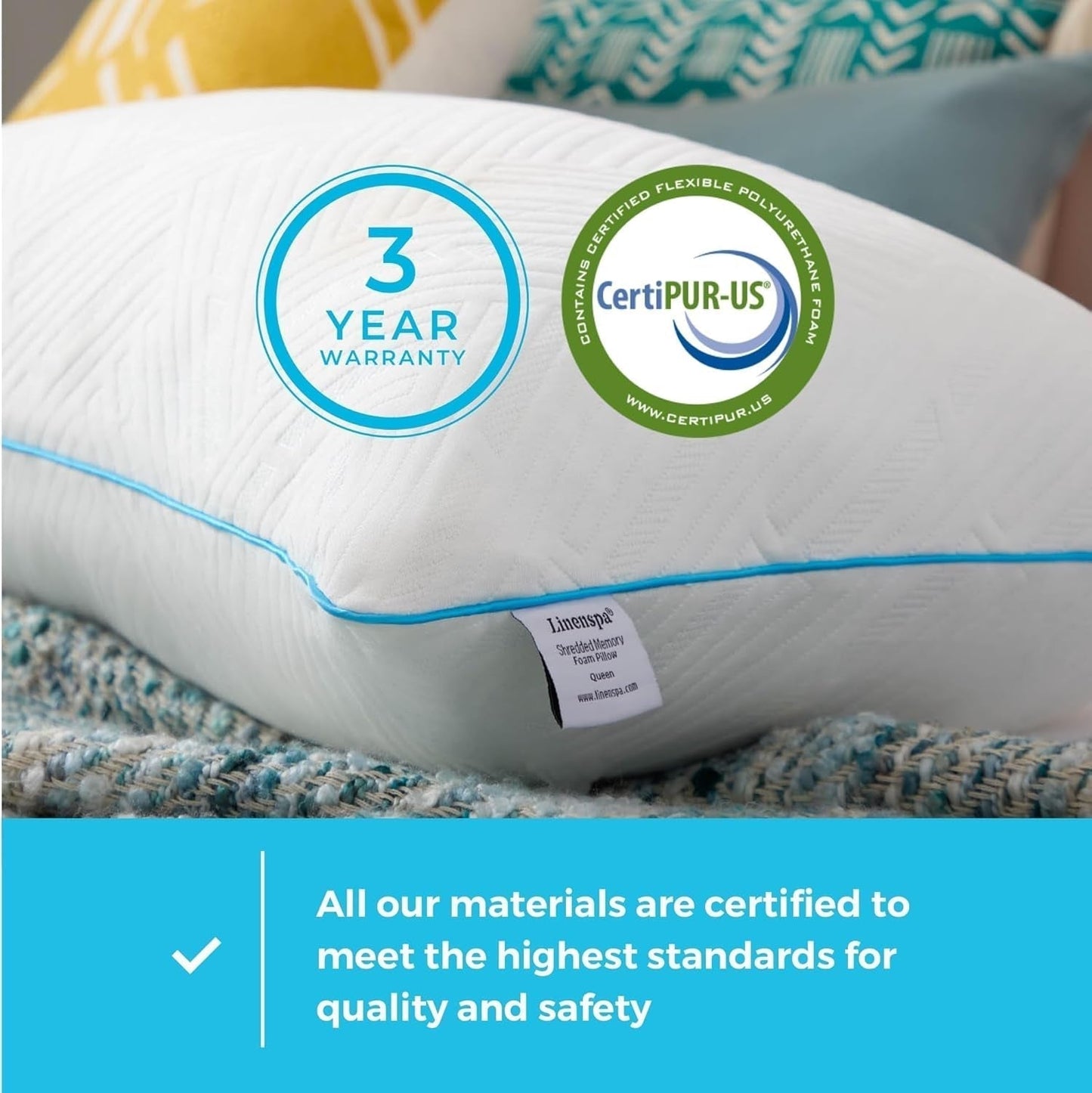 Cuscino standard in memory foam gel bianco Linenspa Cuscini standard del negozio Naty