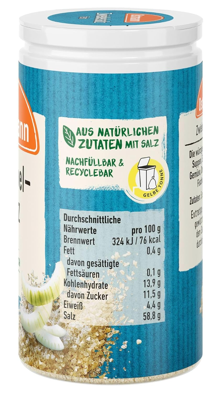 Ostmann Gewürze - Zwiebelsalz | Nachfüllbare & Recyclable Verpackung | 60 g in Der Streudose