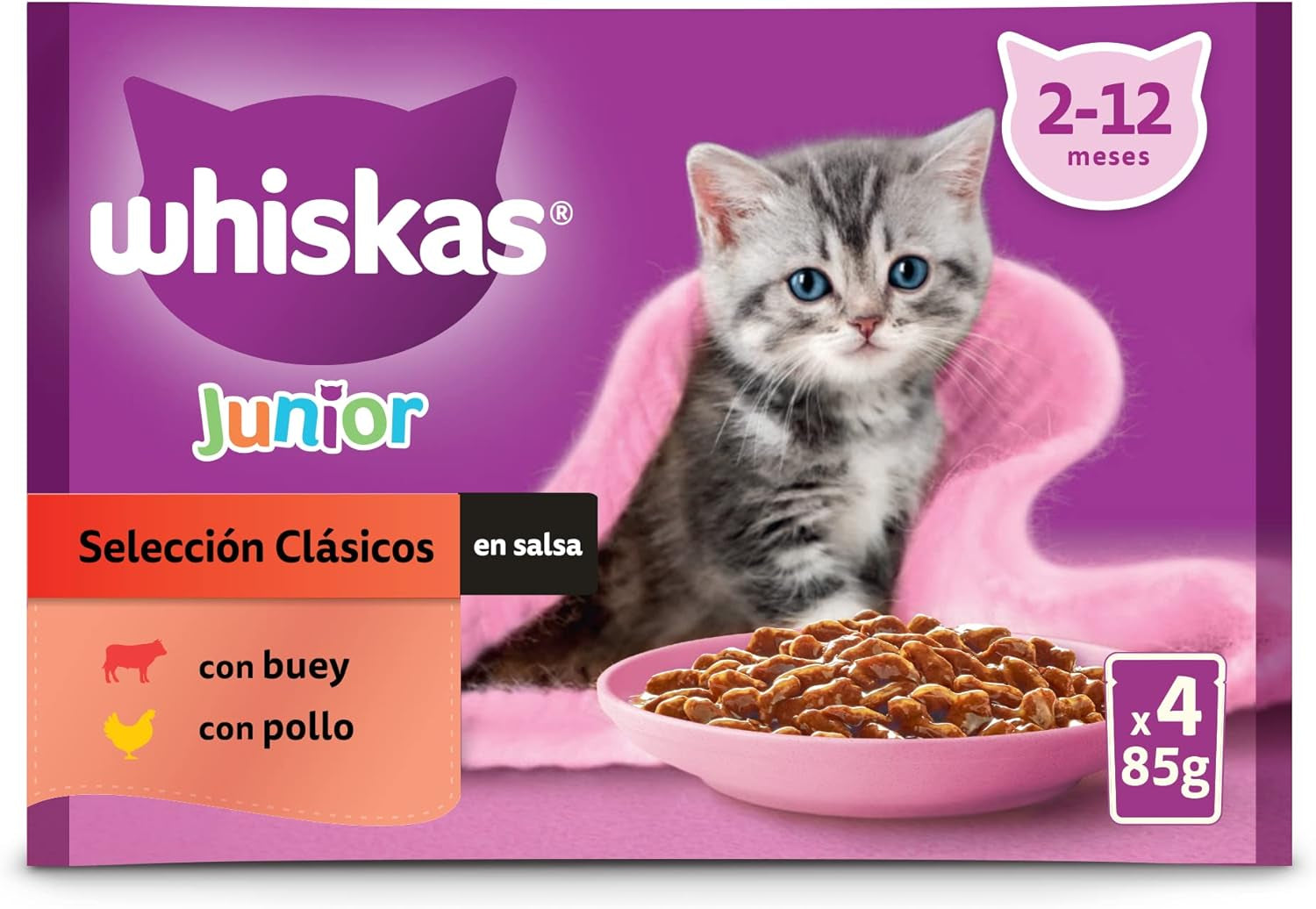 Whiskas Junior Classic cibo umido per gatti, 13 x 4 x 85 g