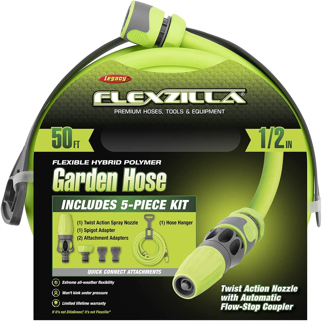 Set tubo da giardino a collegamento rapido, 1/2 pollice x 50 piedi, resistente, leggero, sicuro per l'acqua potabile - hfzg12050qn