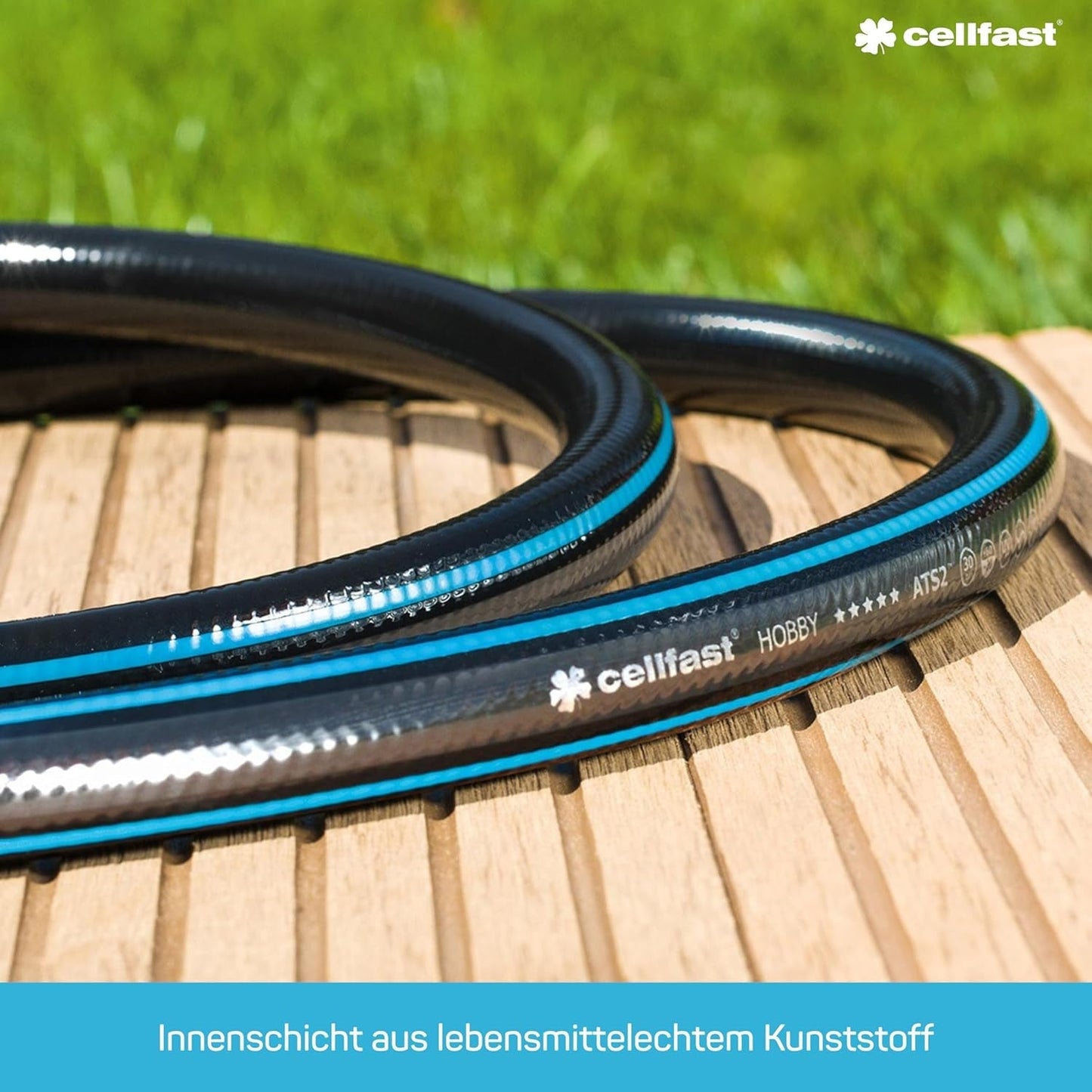 Tubo da giardino CELLFAST Tubo dell'acqua a 6 strati Tubo per irrigazione in tessuto a doppia treccia Tubo flessibile anti-alghe resistente ai raggi UV 32 Bar 1 pollice 25 metri Hobby