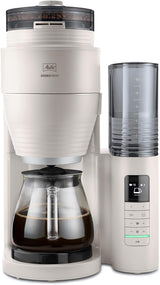Melitta AromaFresh Therm Pro X - Macchina per caffè espresso con filtro, macinacaffè integrato, serbatoio dell'acqua rimovibile, caraffa termica in acciaio inossidabile e funzione timer, per un massimo di 8 tazze di caffè, nero/argento
