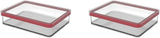 Rotho Loft Set di 5 barattoli con coperchio, varie dimensioni, plastica alimentare (PP) senza BPA, trasparente/rosso, (21,4 x 21,4 x 23,5 cm) Naty Shop Scatole per alimenti da 1 litro di larghezza (confezione da 2)