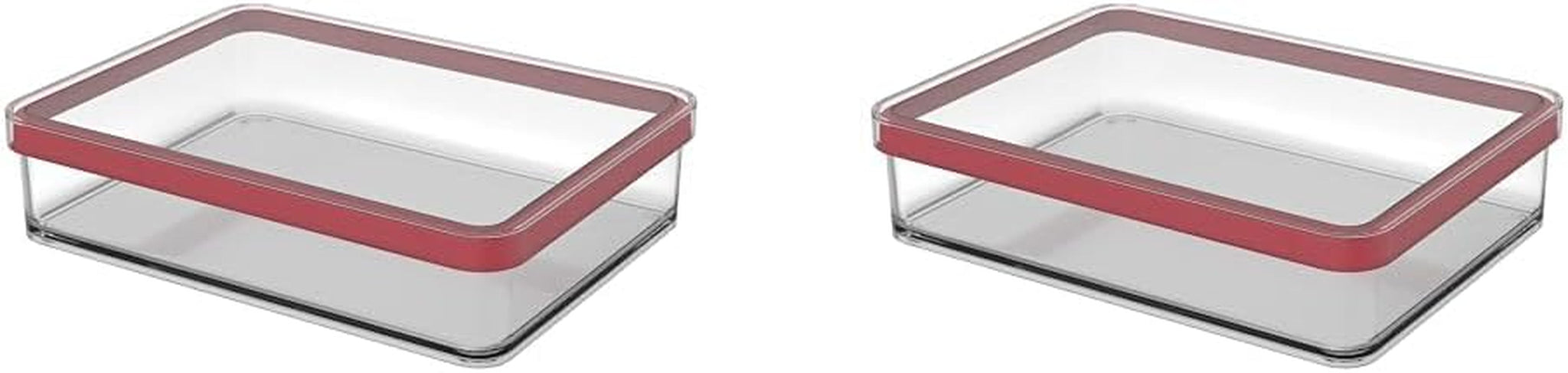 Rotho Loft Set di 5 barattoli con coperchio, varie dimensioni, plastica alimentare (PP) senza BPA, trasparente/rosso, (21,4 x 21,4 x 23,5 cm) Naty Shop Scatole per alimenti da 1 litro di larghezza (confezione da 2)